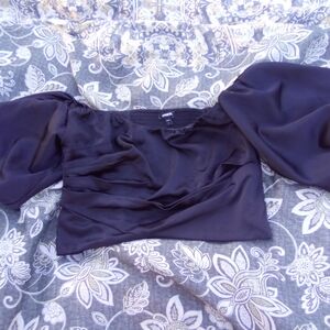 Express Black Ruched Crop Top